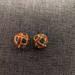 Vintage enamel and gold tone pierced earrings